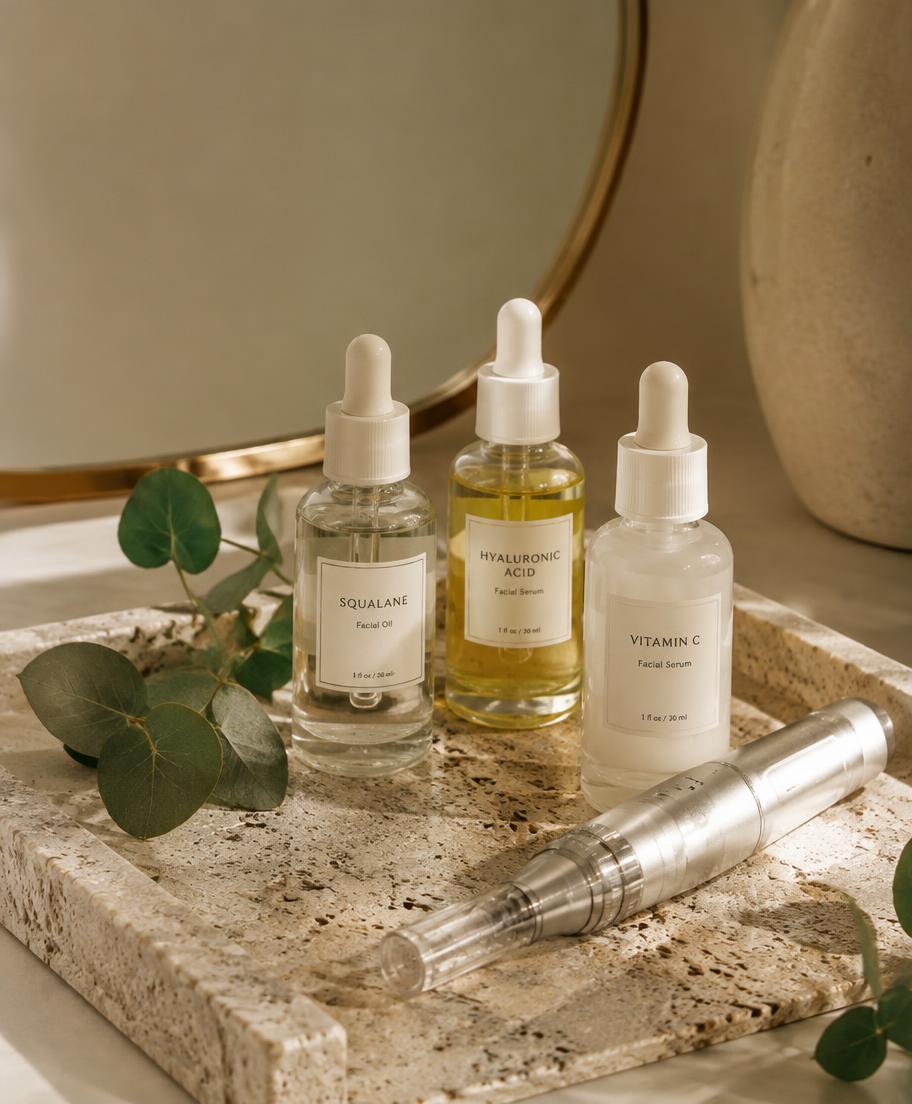 Microneedling pen and skincare serums